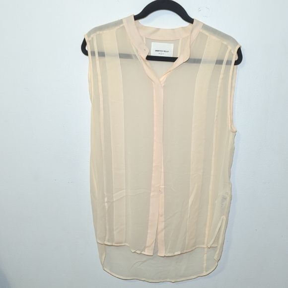 Paper Denim & Cloth 100% Silk Sheer Cream Sleeveless Blouse Women's Size S - Picture 1 of 5